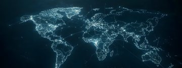 Digital world map with glowing network connections